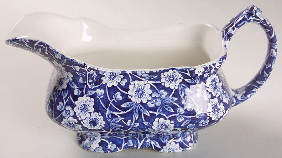 Calico Blue (Crownford Stamp) Gravy Boat by Staffordshire-1