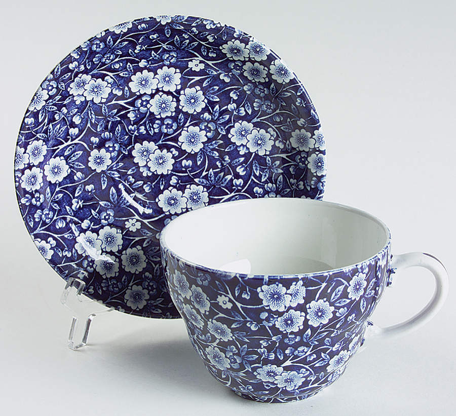 Calico Blue (Crownford Stamp) Jumbo Cup & Saucer Set by Staffordshire-1