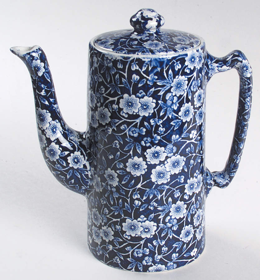 Calico Blue (Crownford Stamp) Small Coffee Pot & Lid by Staffordshire-1