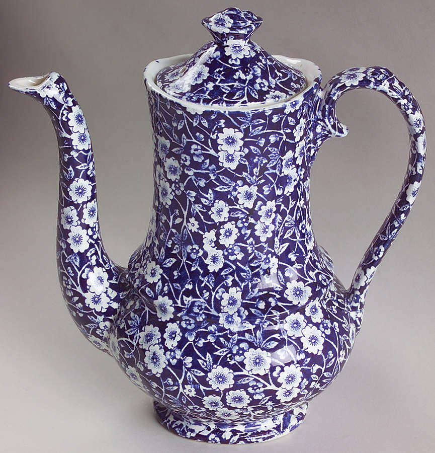 Calico Blue (Crownford Stamp) Coffee Pot & Lid by Staffordshire-1