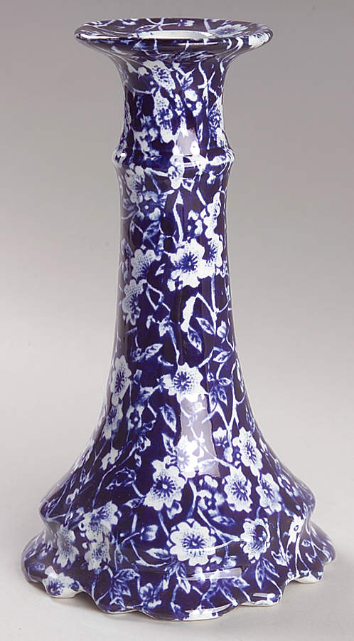 Calico Blue (Crownford Stamp) 6" Candlestick by Staffordshire-1