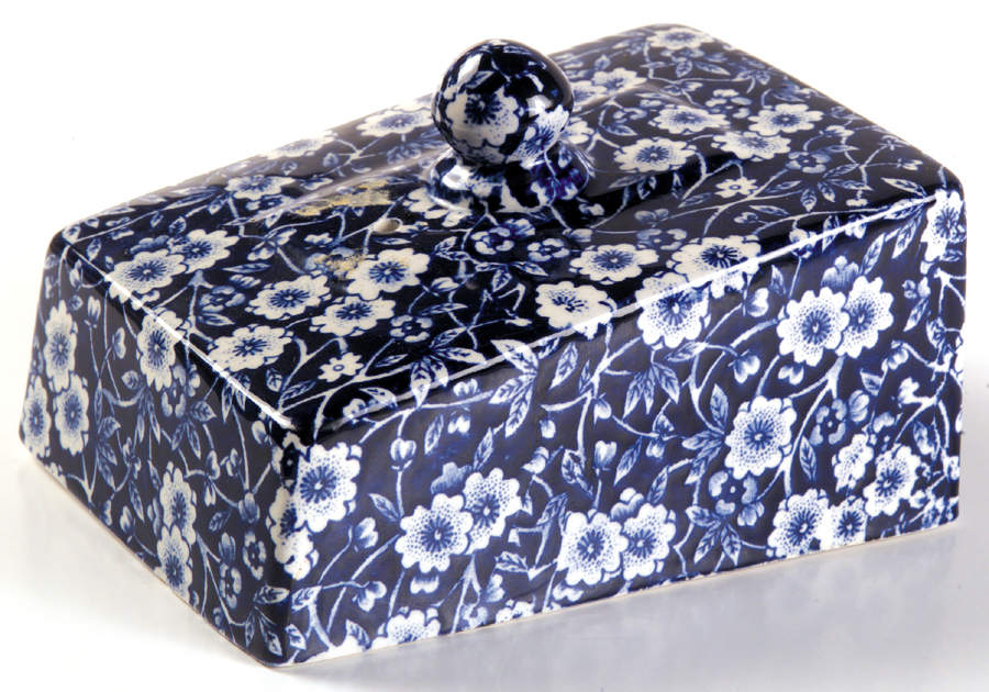 Calico Blue (Crownford Stamp) Cheese Dish Lid, Lid Only (Wedge) by Staffordshire-1