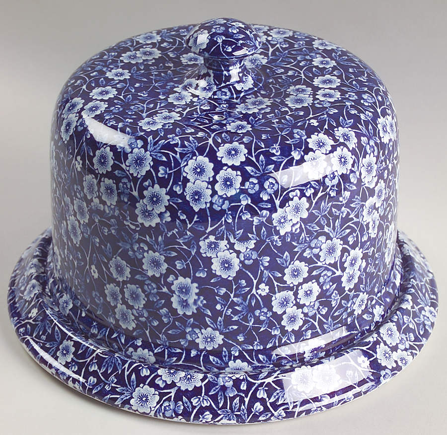 Calico Blue (Crownford Stamp) Round Cheese Dish & Lid by Staffordshire-1