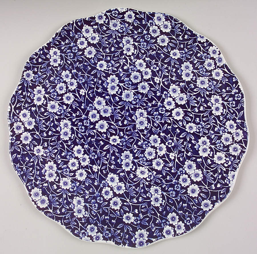 Calico Blue (Crownford Stamp) Flat Scalloped Cake Plate by Staffordshire-1