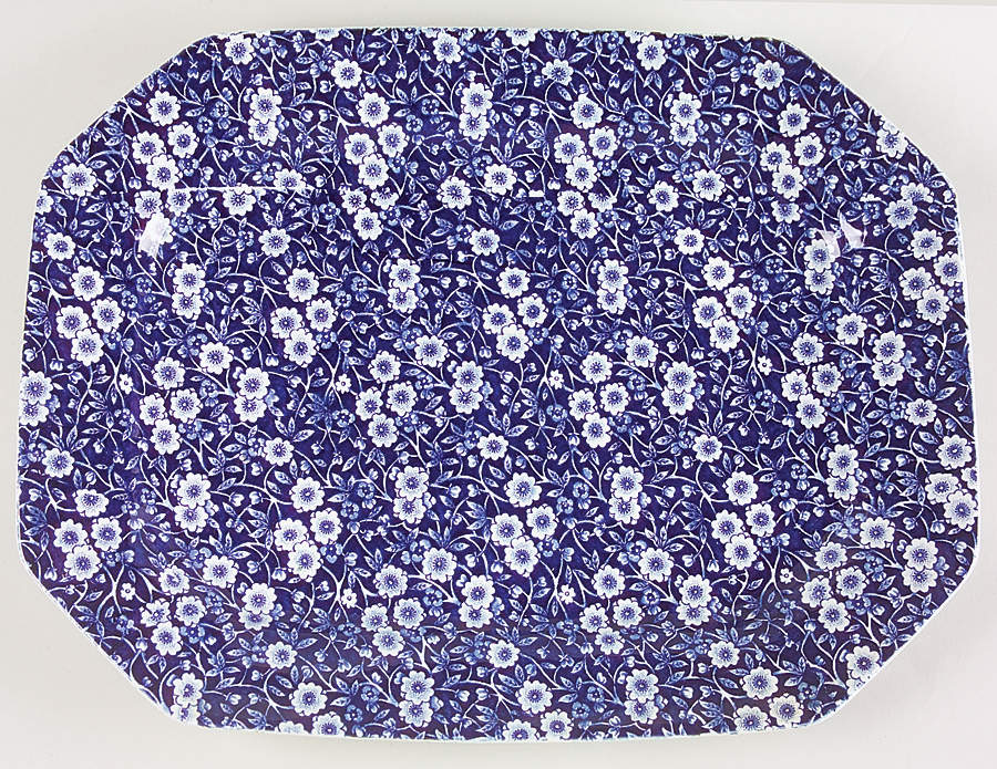 Calico Blue (Crownford Stamp) 15" Rectangular Serving Platter by Staffordshire-1
