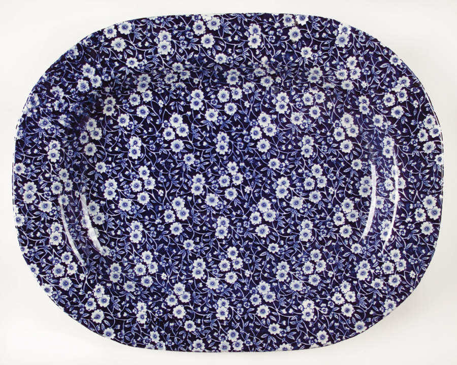 Calico Blue (Crownford Stamp) 17" Oval Serving Platter by Staffordshire-1