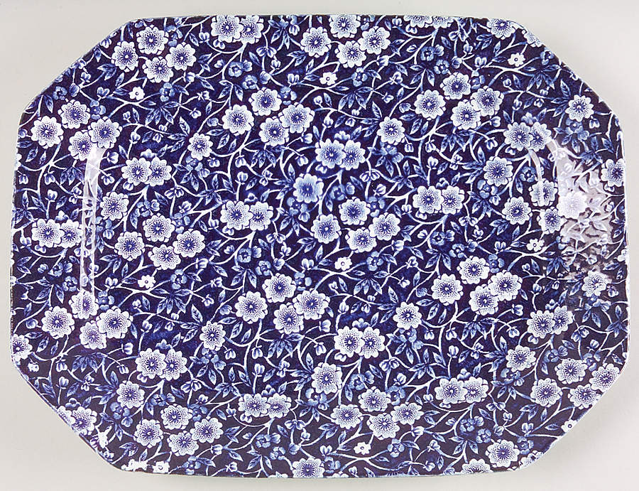 Calico Blue (Crownford Stamp) 11" Rectangular Serving Platter by Staffordshire-1