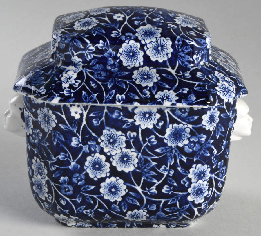 Calico Blue (Crownford Stamp) Candy Box & Lid by Staffordshire-1