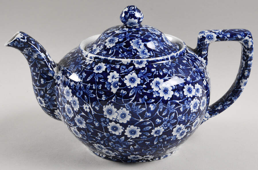 Calico Blue (Crownford Stamp) Teapot & Lid by Staffordshire-1