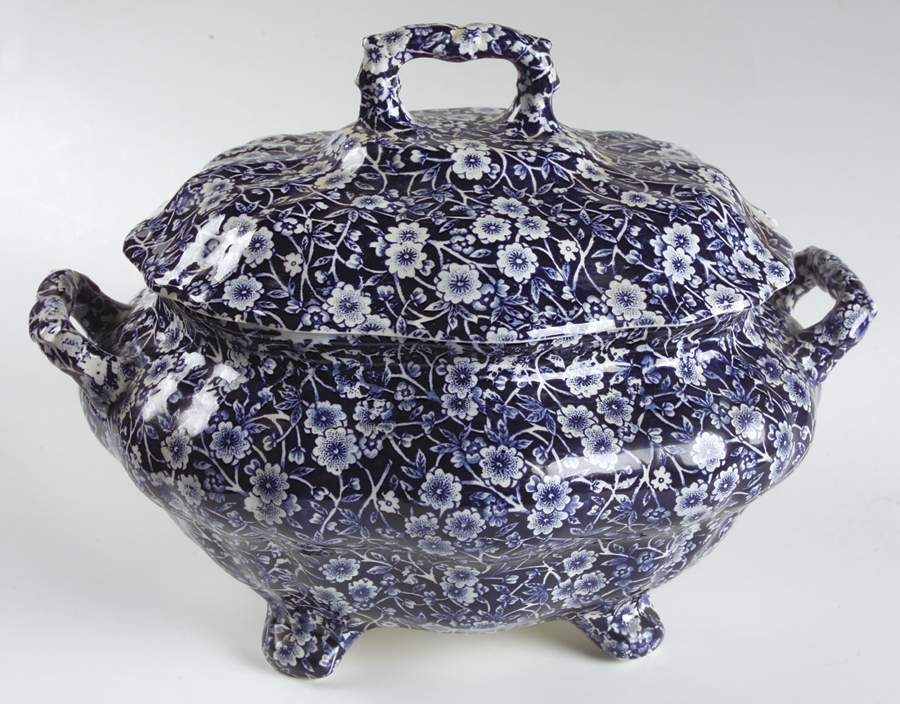 Calico Blue (Crownford Stamp) Tureen & Lid by Staffordshire-1