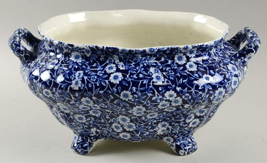 Calico Blue (Crownford Stamp) Tureen No Lid by Staffordshire-1