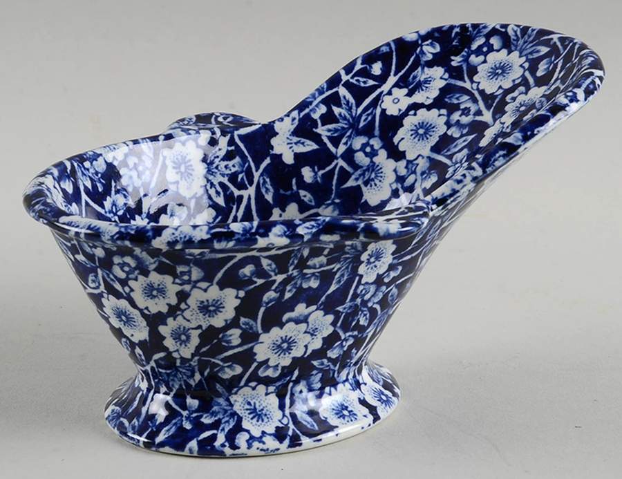 Calico Blue (Crownford Stamp) Footed Basin by Staffordshire-1