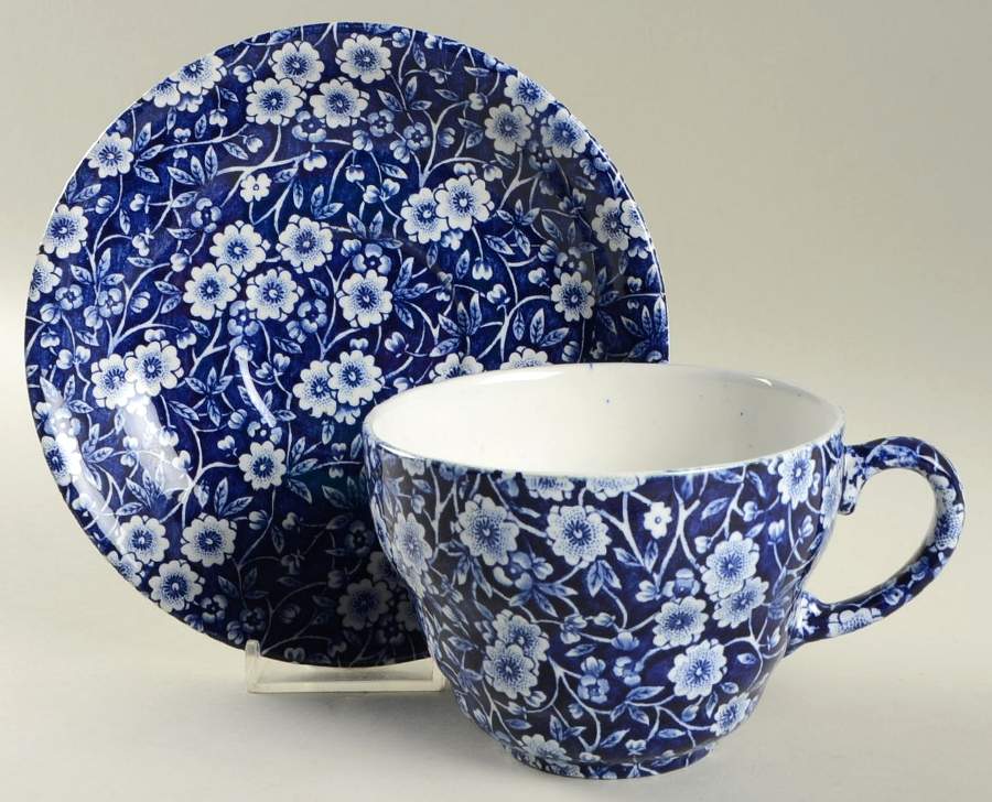 Calico Blue (Crownford Stamp) Jumbo Cup & Saucer Set by Staffordshire-1