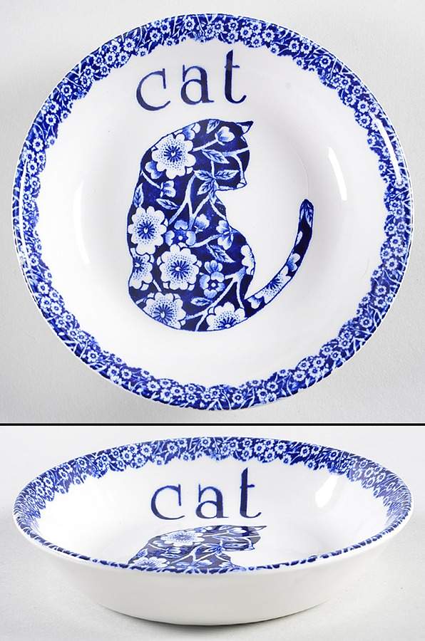 Calico Blue (Crownford Stamp) Small Pet Bowl by Staffordshire-1