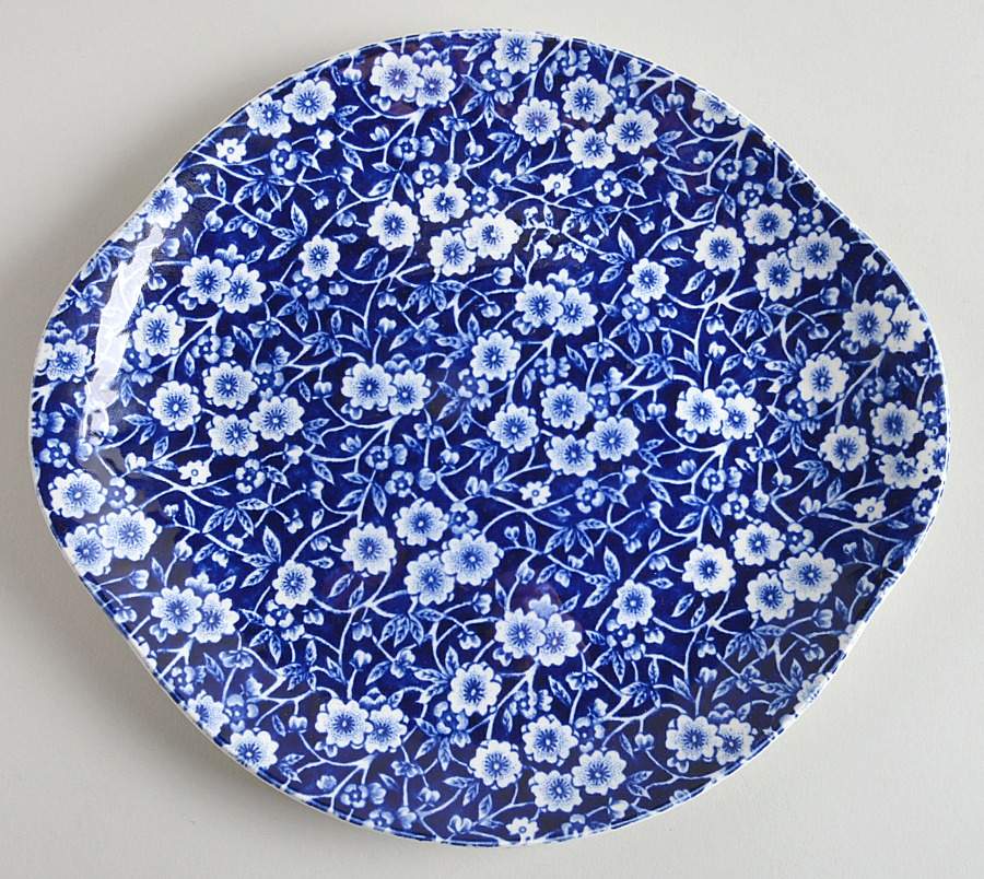 Calico Blue (Crownford Stamp) Handled Cake Plate by Staffordshire-1