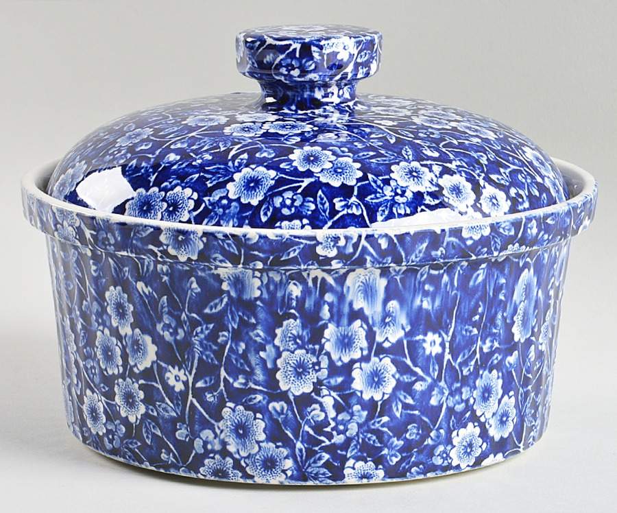 Calico Blue (Crownford Stamp) 1 Qt Round Covered Casserole by Staffordshire-1