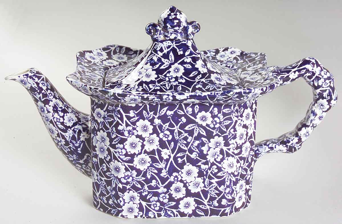 Calico Blue (Crownford Stamp) Teapot & Lid by Staffordshire-1