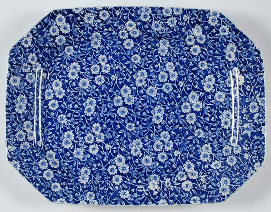 Calico Blue (Crownford Stamp) 13" Rectangular Serving Platter by Staffordshire-1