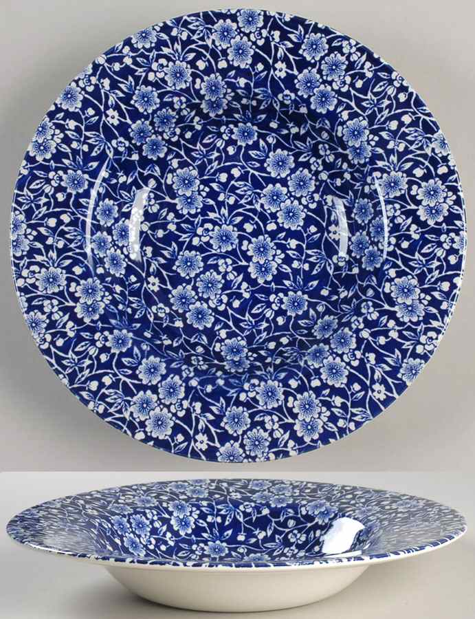 Calico Blue (Crownford Stamp) Large Rim Soup Bowl by Staffordshire-1