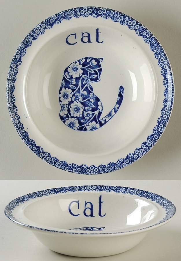 Calico Blue (Crownford Stamp) Pet Bowl by Staffordshire-1