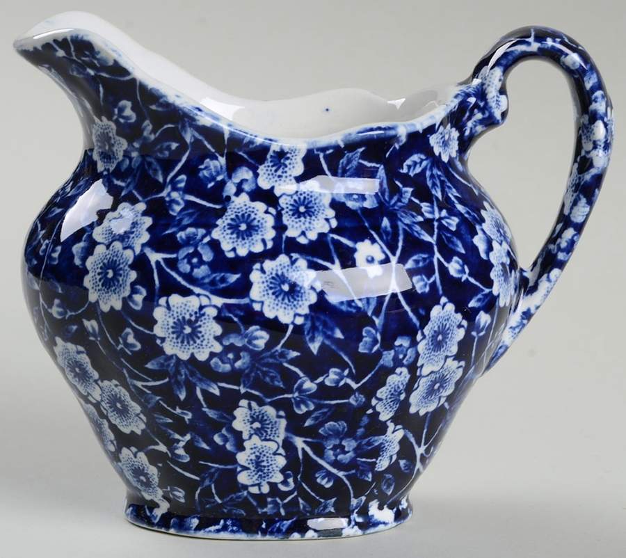 Calico Blue (Crownford Stamp) Creamer by Staffordshire-1