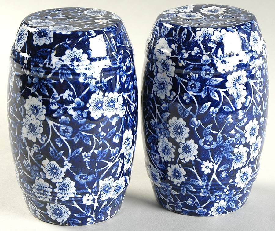 Calico Blue (Crownford Stamp) Salt & Pepper Set by Staffordshire-1