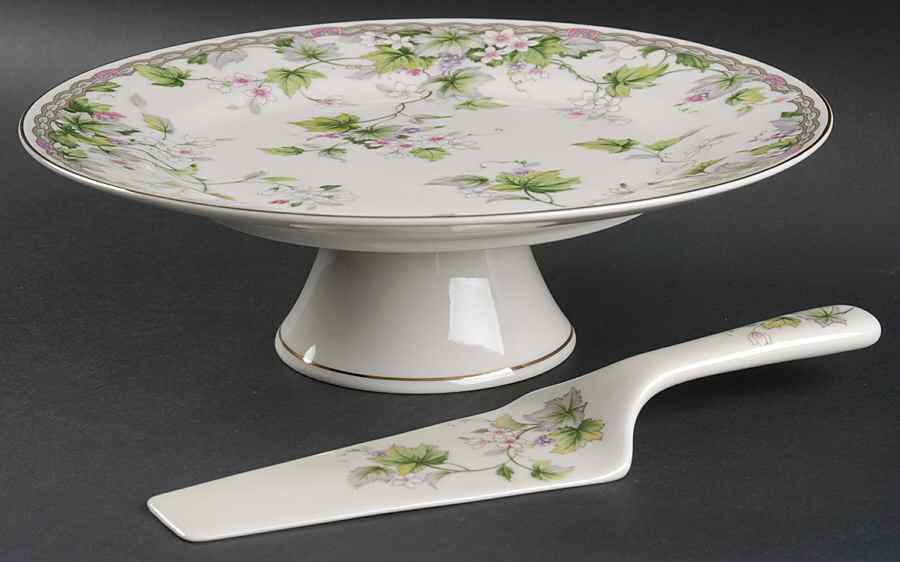 Monica Footed Cake Plate & Server (Boxed) by Sadek-1