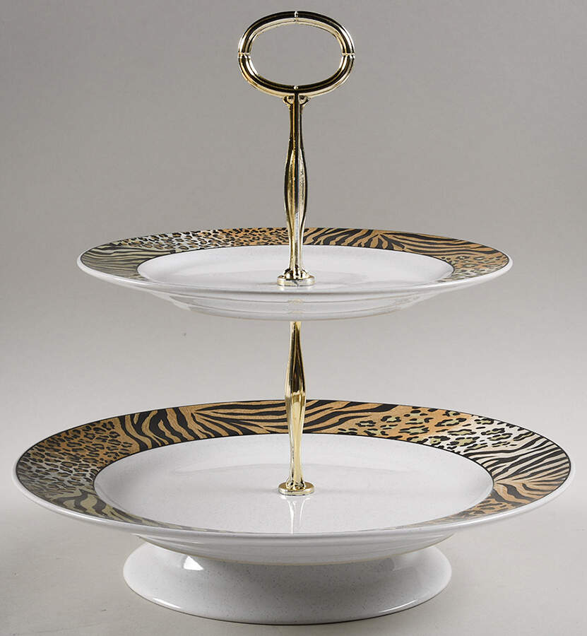 Jungle Beat 11 1/4"  2 Tier Footed Serving Tray (DP,SP,FR) HC by Studio Nova-1