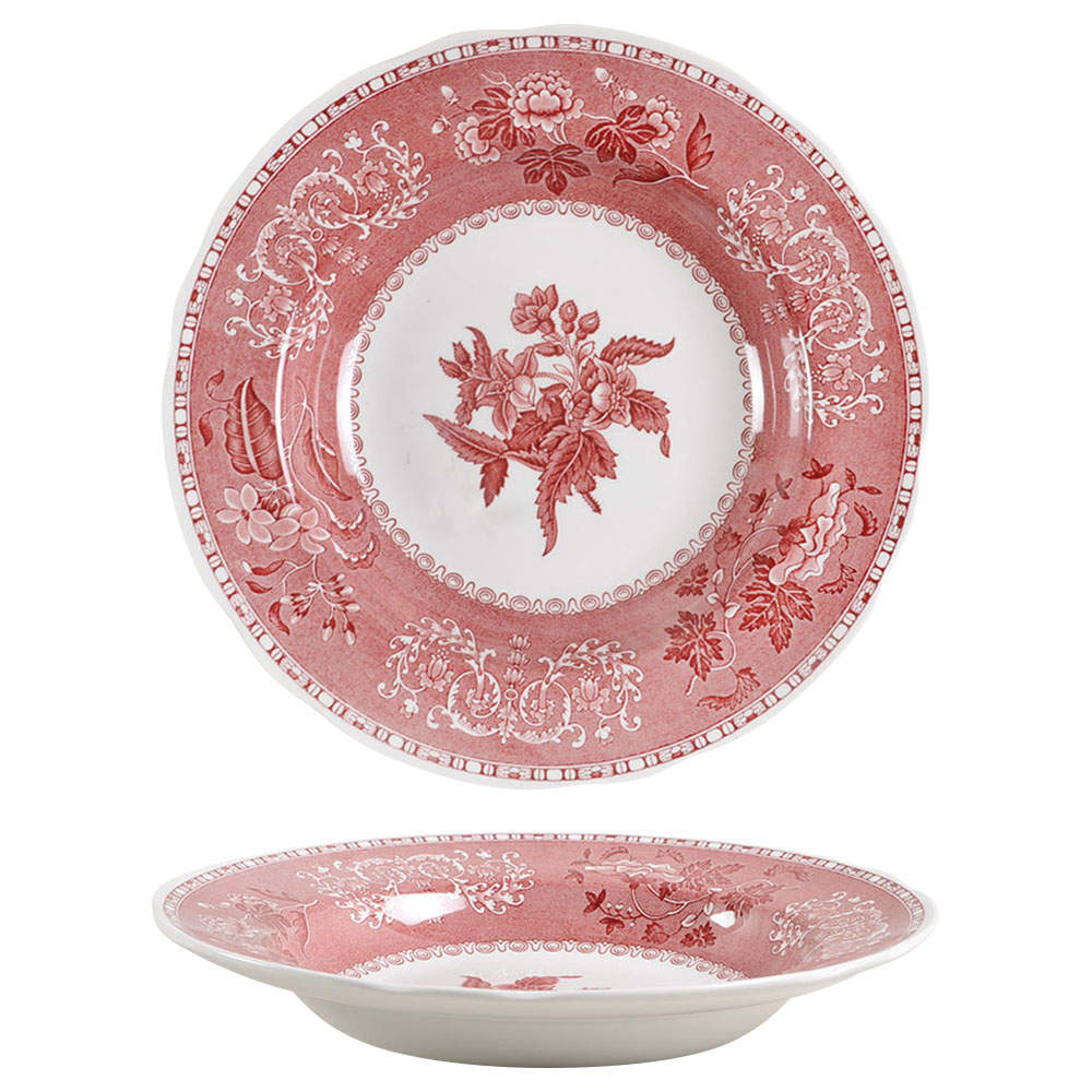 Pink Camilla (Scallop, New Stamp, Microwavable) Large Rim Soup Bowl by Spode-1