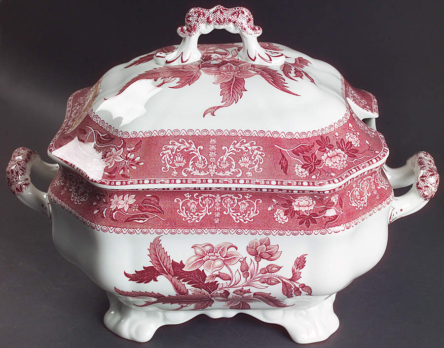 Pink Camilla (Scallop, New Stamp, Microwavable) Rectangular Tureen & Lid by Spode-1