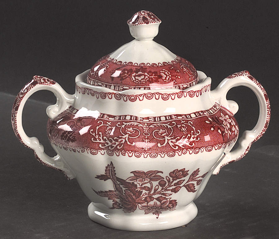 Pink Camilla (Scallop, New Stamp, Microwavable) Sugar Bowl & Lid by Spode-1