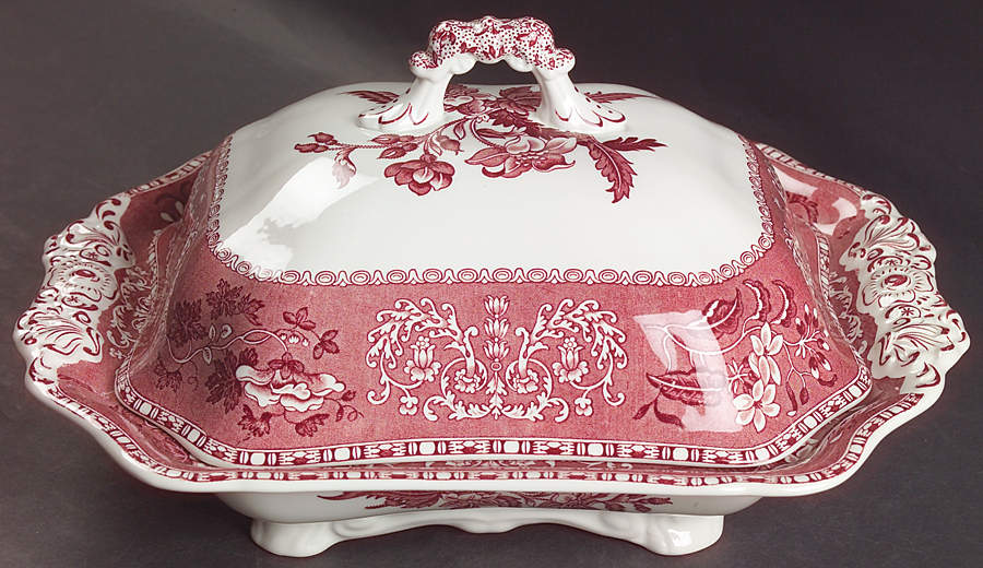Pink Camilla (Scallop, New Stamp, Microwavable) Rectangular Covered Vegetable by Spode-1