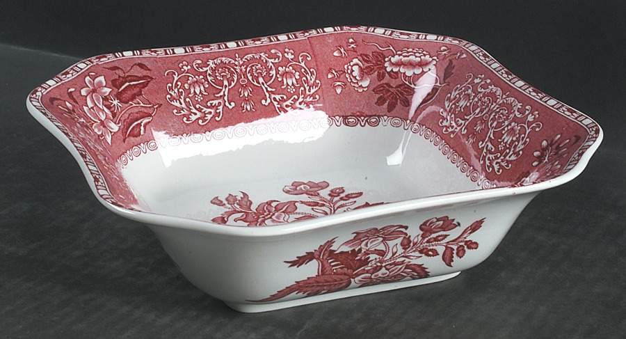 Pink Camilla (Scallop, New Stamp, Microwavable) 8" Square Bowl by Spode-1