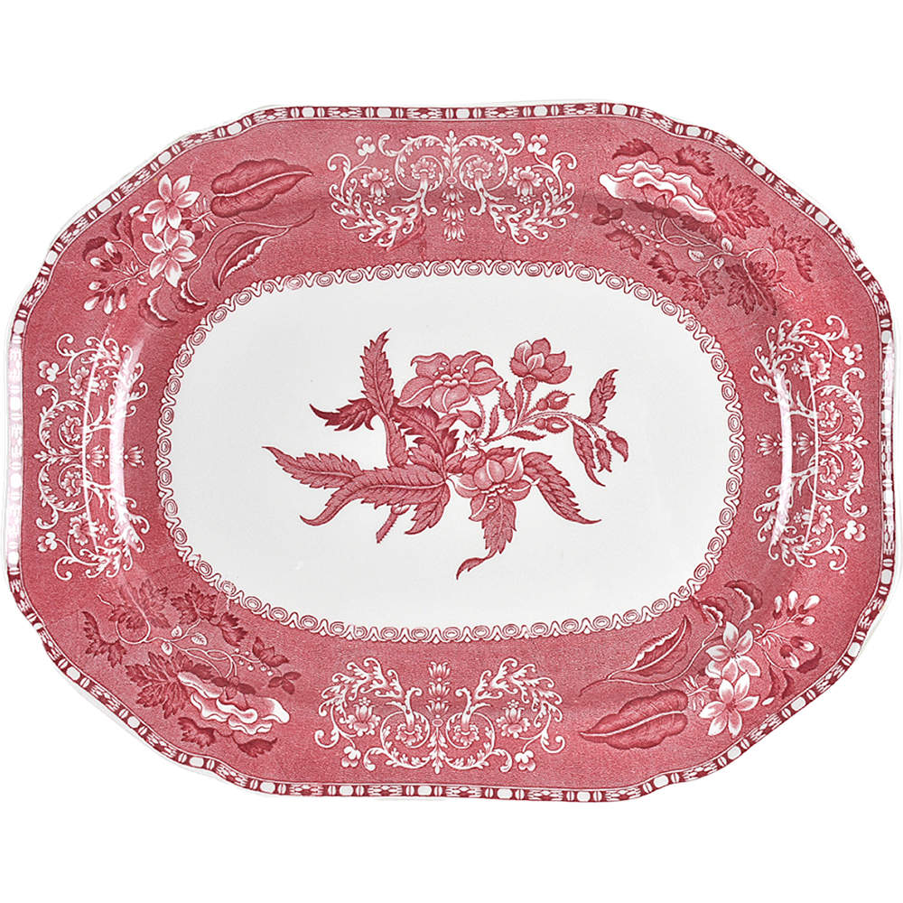 Pink Camilla (Scallop, New Stamp, Microwavable) 14" Oval Serving Platter by Spode-1