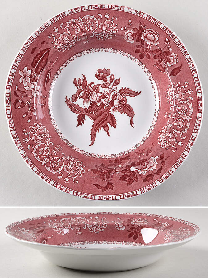 Pink Camilla (Scallop, New Stamp, Microwavable) Large Rim Soup Bowl by Spode-1