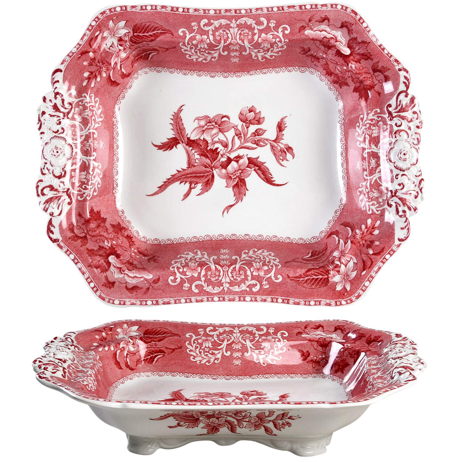Pink Camilla (Scallop, New Stamp, Microwavable) Rectangular Vegetable Bowl No Lid by Spode-1