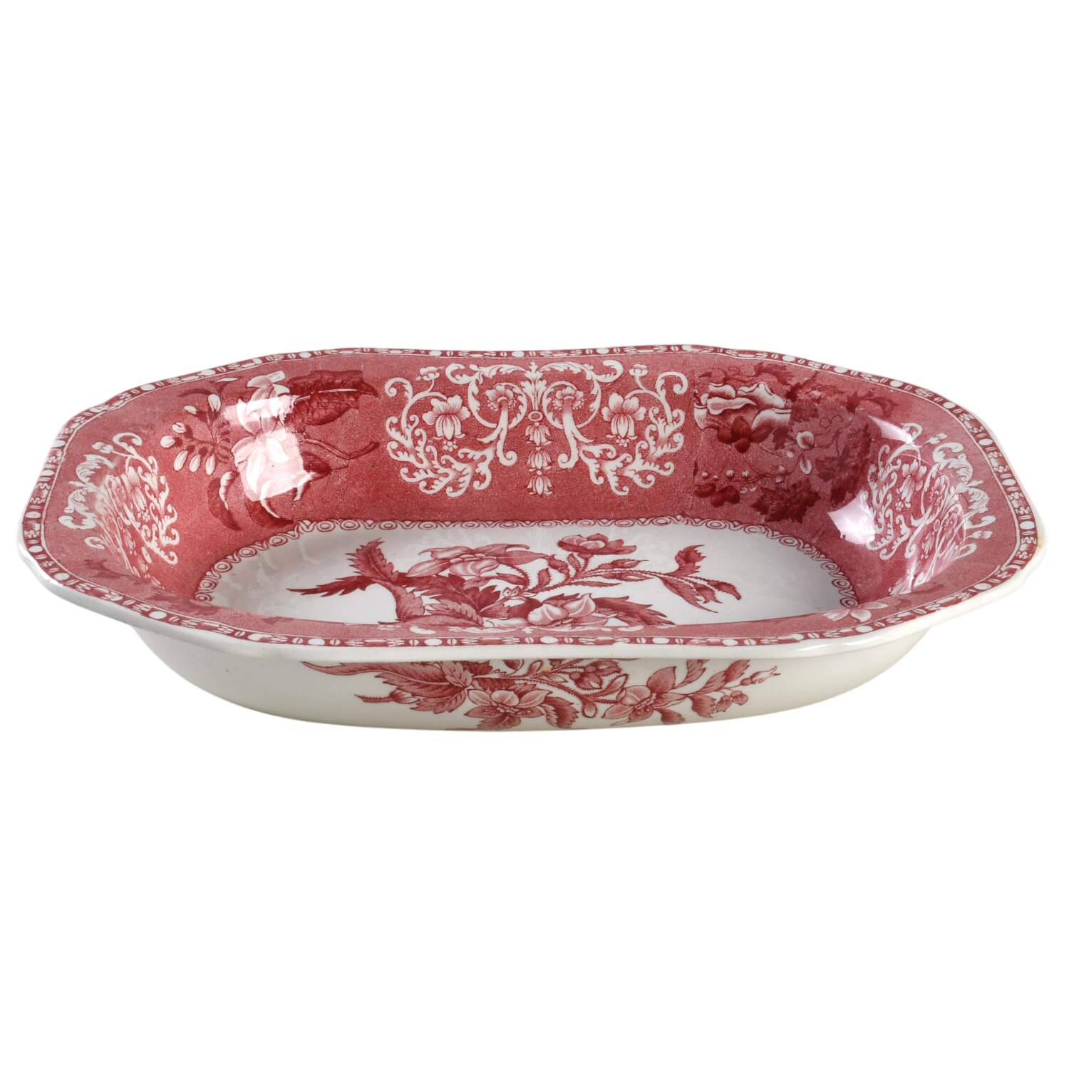 Pink Camilla (Scallop, New Stamp, Microwavable) 9" Oval Vegetable Bowl by Spode-1
