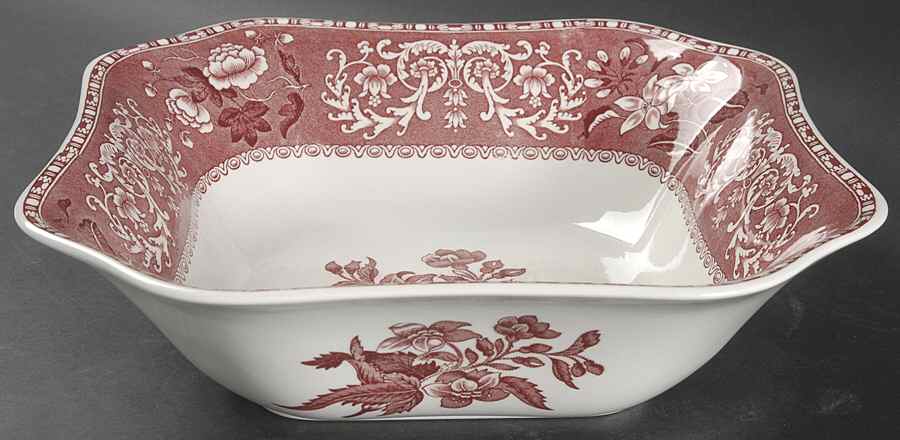 Pink Camilla (Scallop, New Stamp, Microwavable) 9" Square Salad Serving Bowl by Spode-1