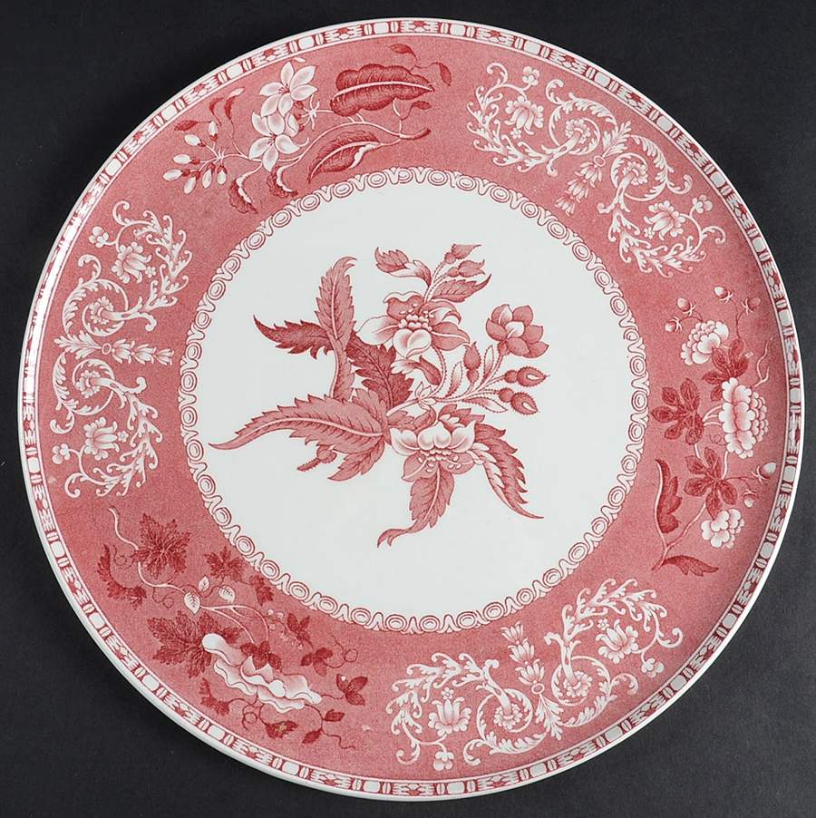 Pink Camilla (Scallop, New Stamp, Microwavable) Cake Plate by Spode-1