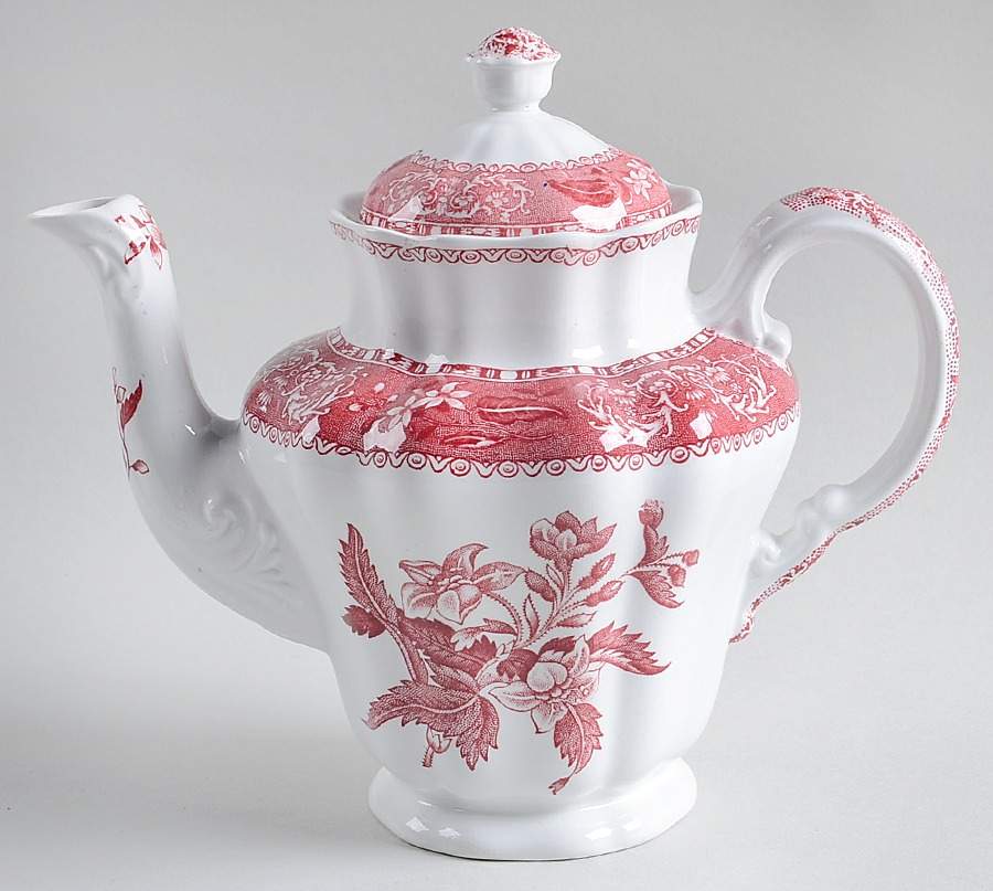 Pink Camilla (Scallop, New Stamp, Microwavable) Mini Coffee Pot & Lid by Spode-1