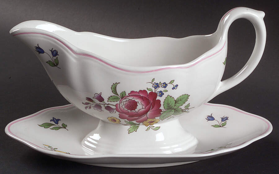 Marlborough Sprays Gravy Boat with Attached Underplate by Spode-1