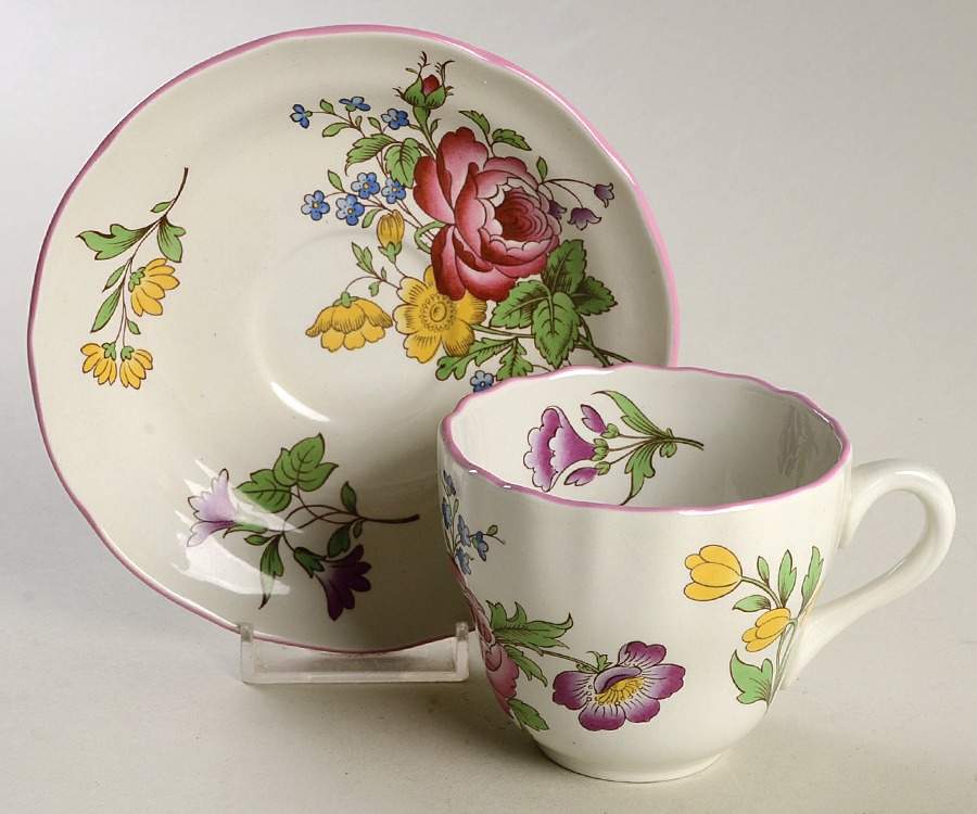 Marlborough Sprays Flat Cup & Saucer Set by Spode-1