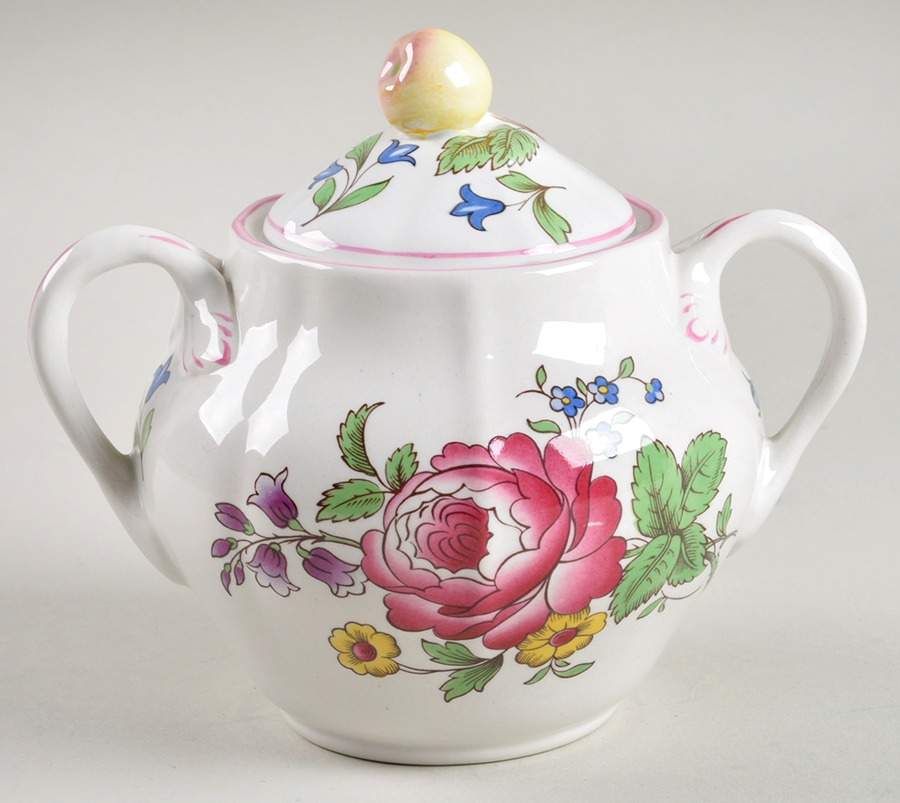 Marlborough Sprays Sugar Bowl & Lid by Spode-1