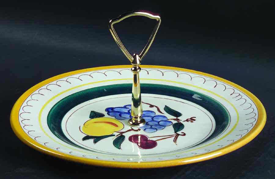 Fruit (Yellow Trim) Round Serving Plate with Handle (DP) by Stangl-1