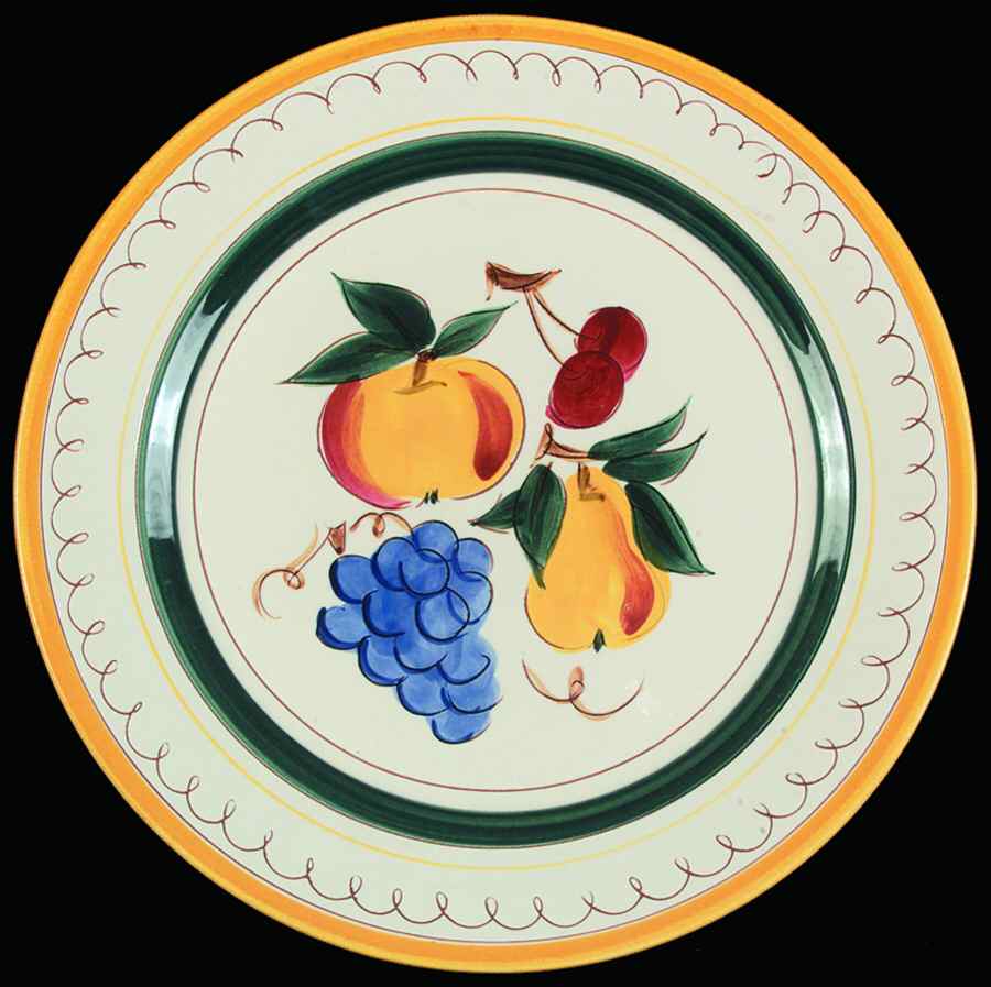 Fruit (Yellow Trim) 12" Chop Plate (Round Platter) by Stangl-1