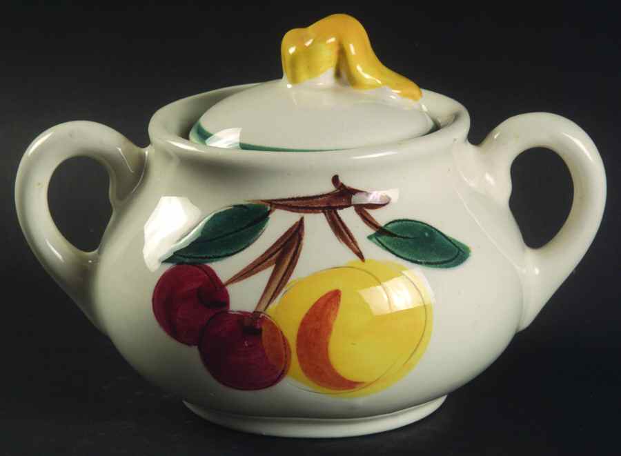 Fruit (Yellow Trim) Sugar Bowl & Lid by Stangl-1