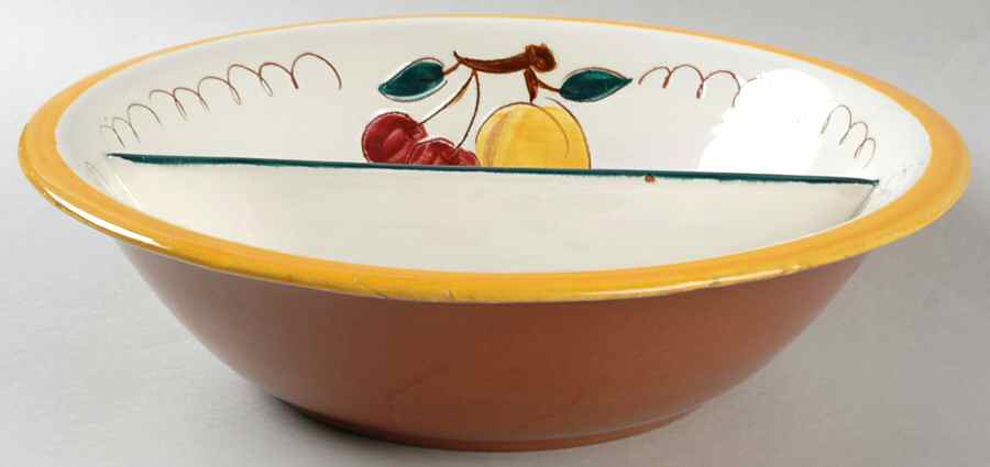 Fruit (Yellow Trim) Round Divided Vegetable Bowl by Stangl-1