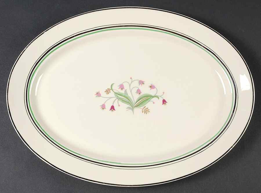 Coralbel (Winchester Shape, Platinum Trim) 14" Oval Serving Platter by Syracuse-1