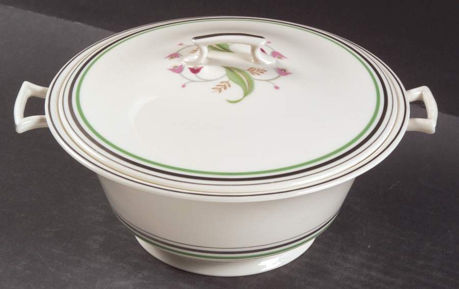 Coralbel (Winchester Shape, Platinum Trim) Round Covered Vegetable by Syracuse-1