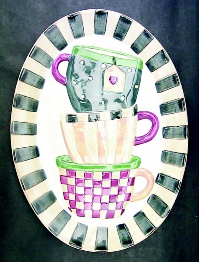 Tea Pots 14" Sculpted Platter by Sakura-1